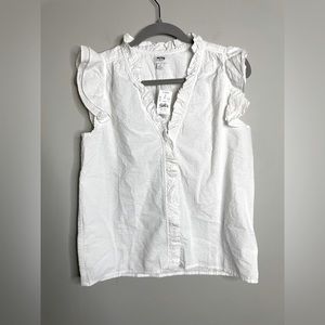 NWT* J. Crew Women's Button-Front Sleeveless Ruffle Shirt Top, small, BP576